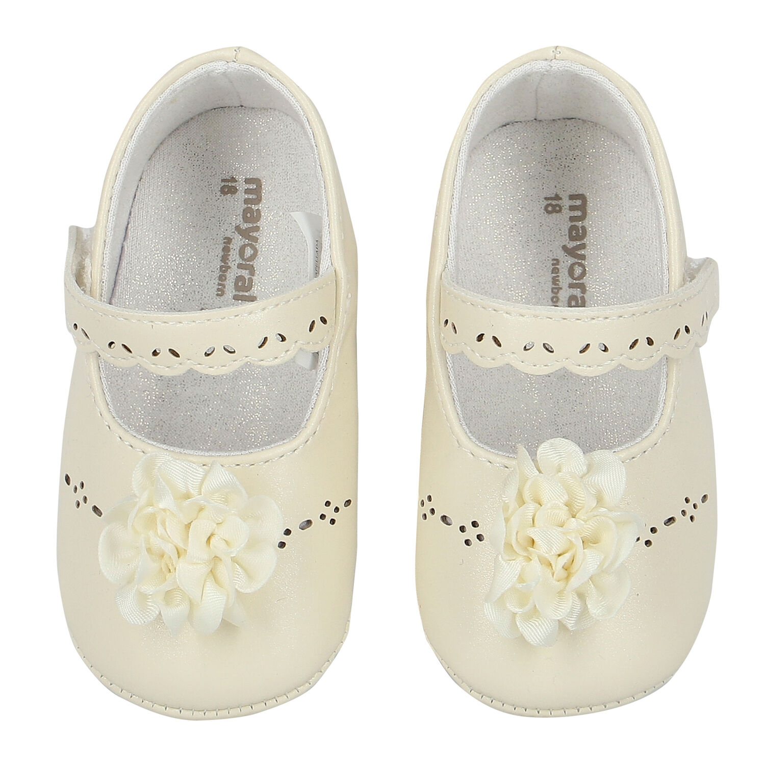Baby Girls Ivory Flower Pre Walker Shoes, 1, hi-res